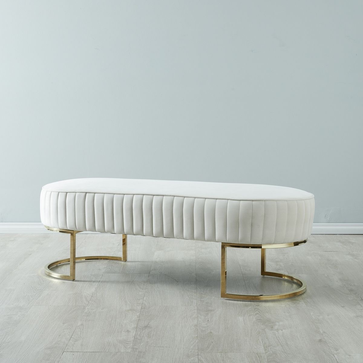 Elegant white ottoman bench for entryway