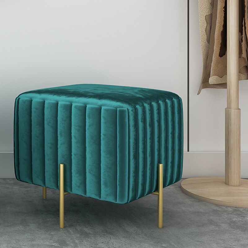 Velvet teal ottoman with gold base