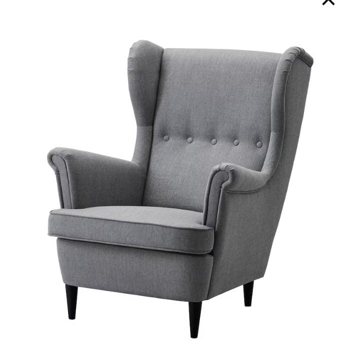 Classic high back grey fabric accent chair