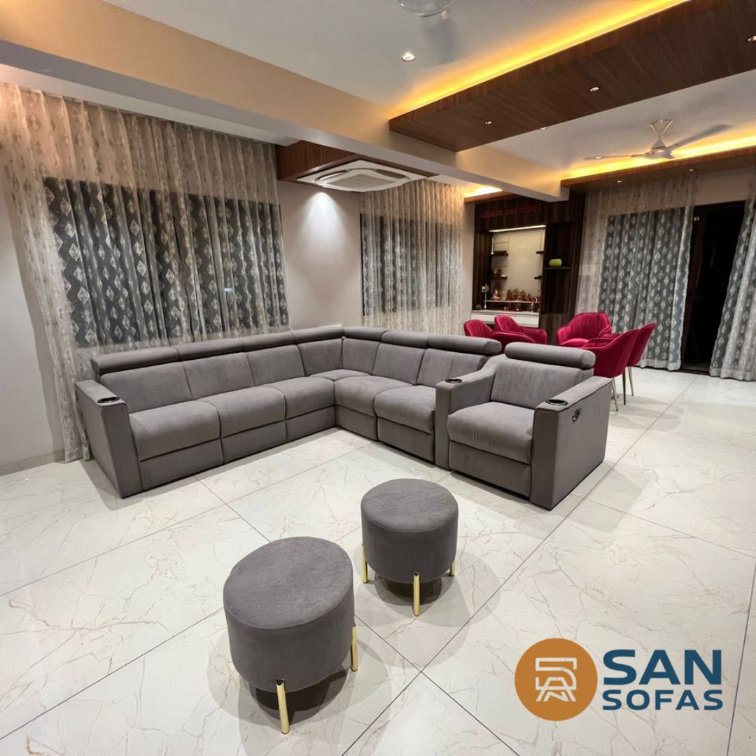 Elegant L-shaped sofa with table