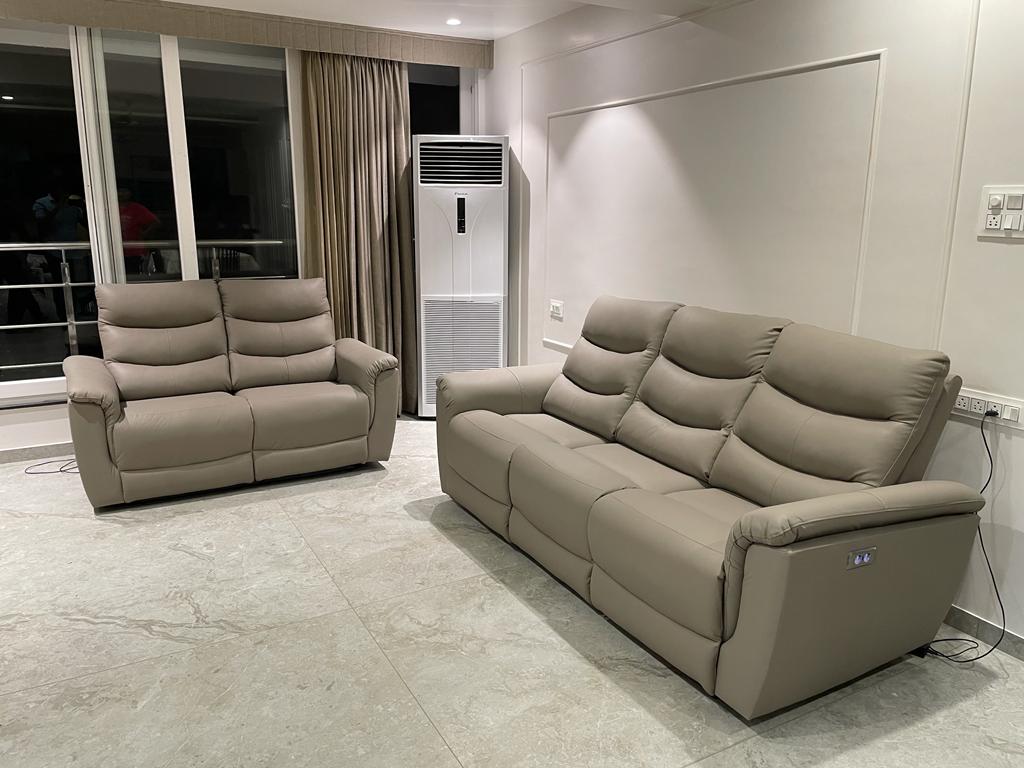 Elegant beige recliner sofa set for home interiors