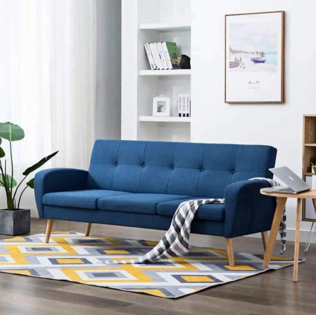 Modern 3 seater sofa in dark blue