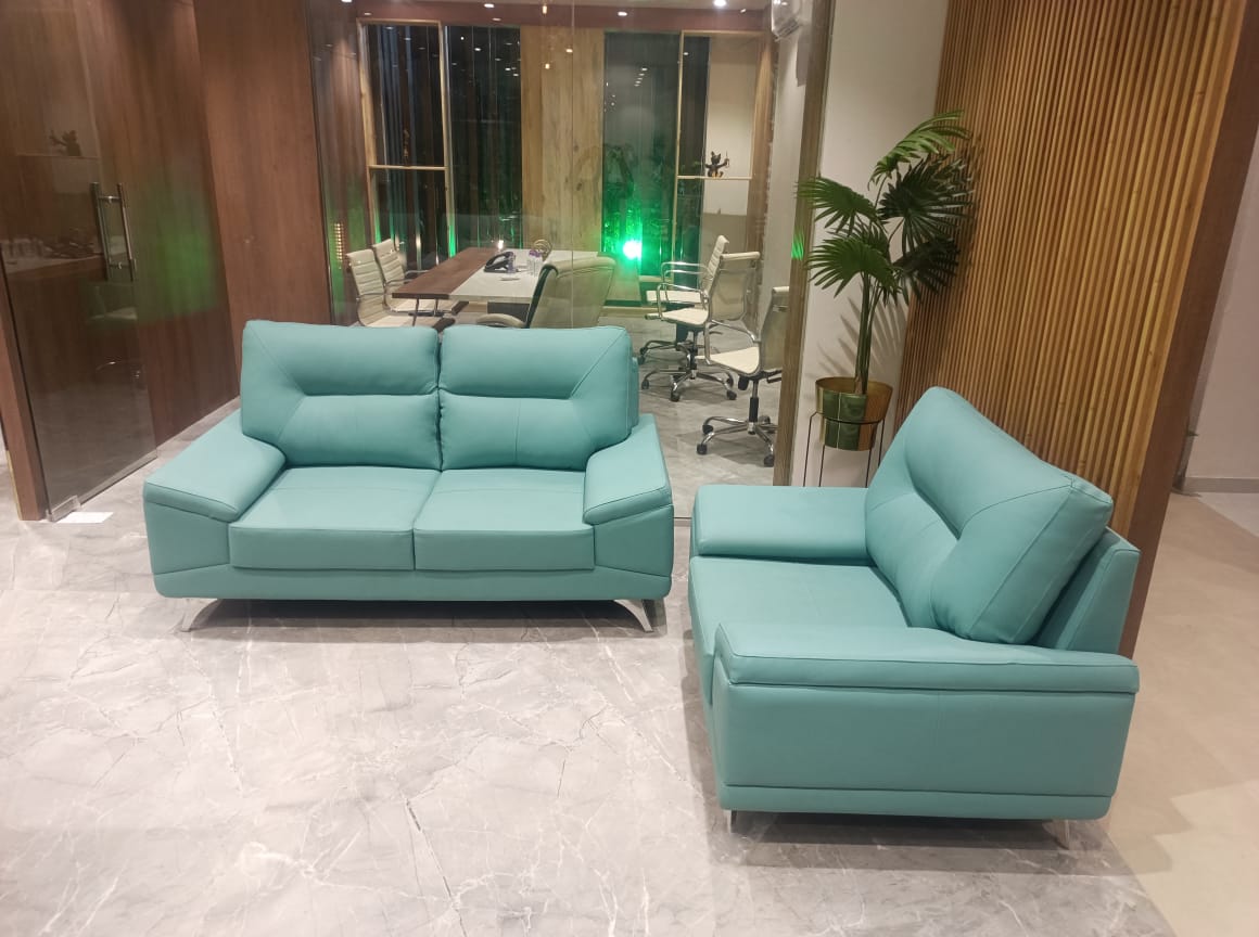 Modern teal 3+1 seater leatherette sofa set