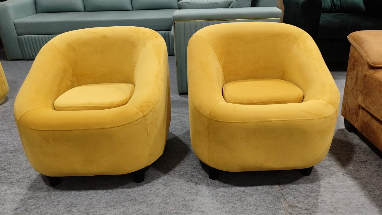 Modern yellow fabric accent chair