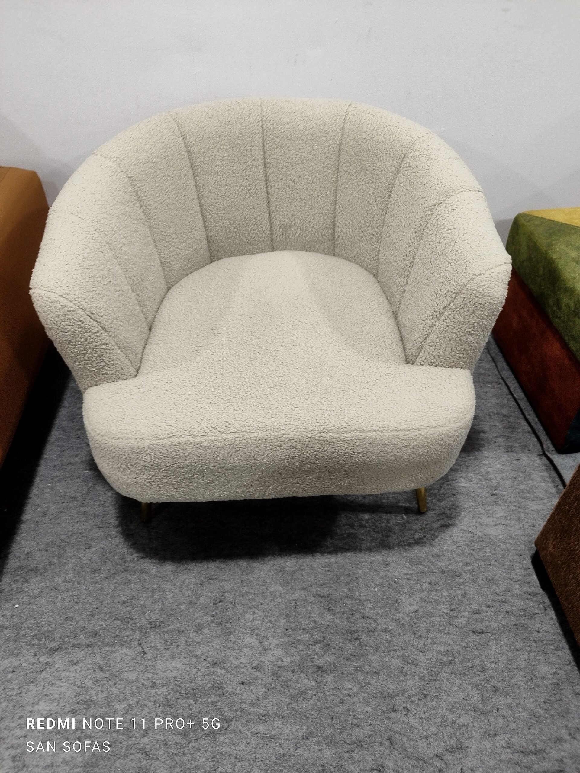boucle-textured beige accent chairs
